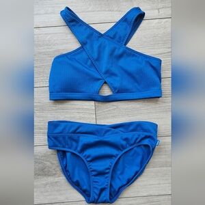 Girls Abercrombie Fitch Blue 2 Piece Bathing Suit Removeable Pads Size 15/16